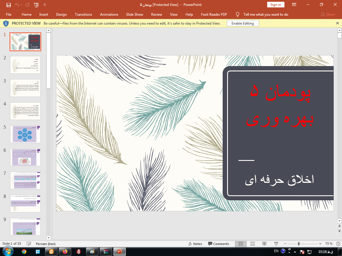 دانلود پاورپوینت پودمان 5 اخلاق حرفه ای (بهره وری)